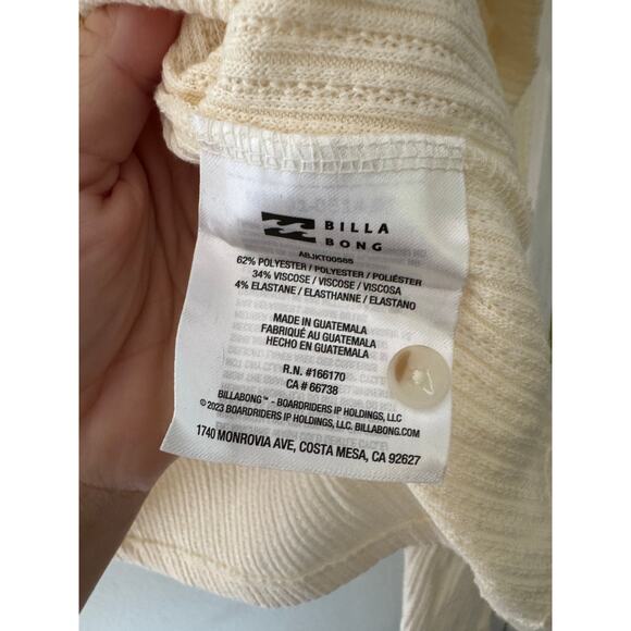 Billabong Lana Pointelle Stitch Button-Up Top size M / ribbed cardigan / sweater - Picture 4 of 8